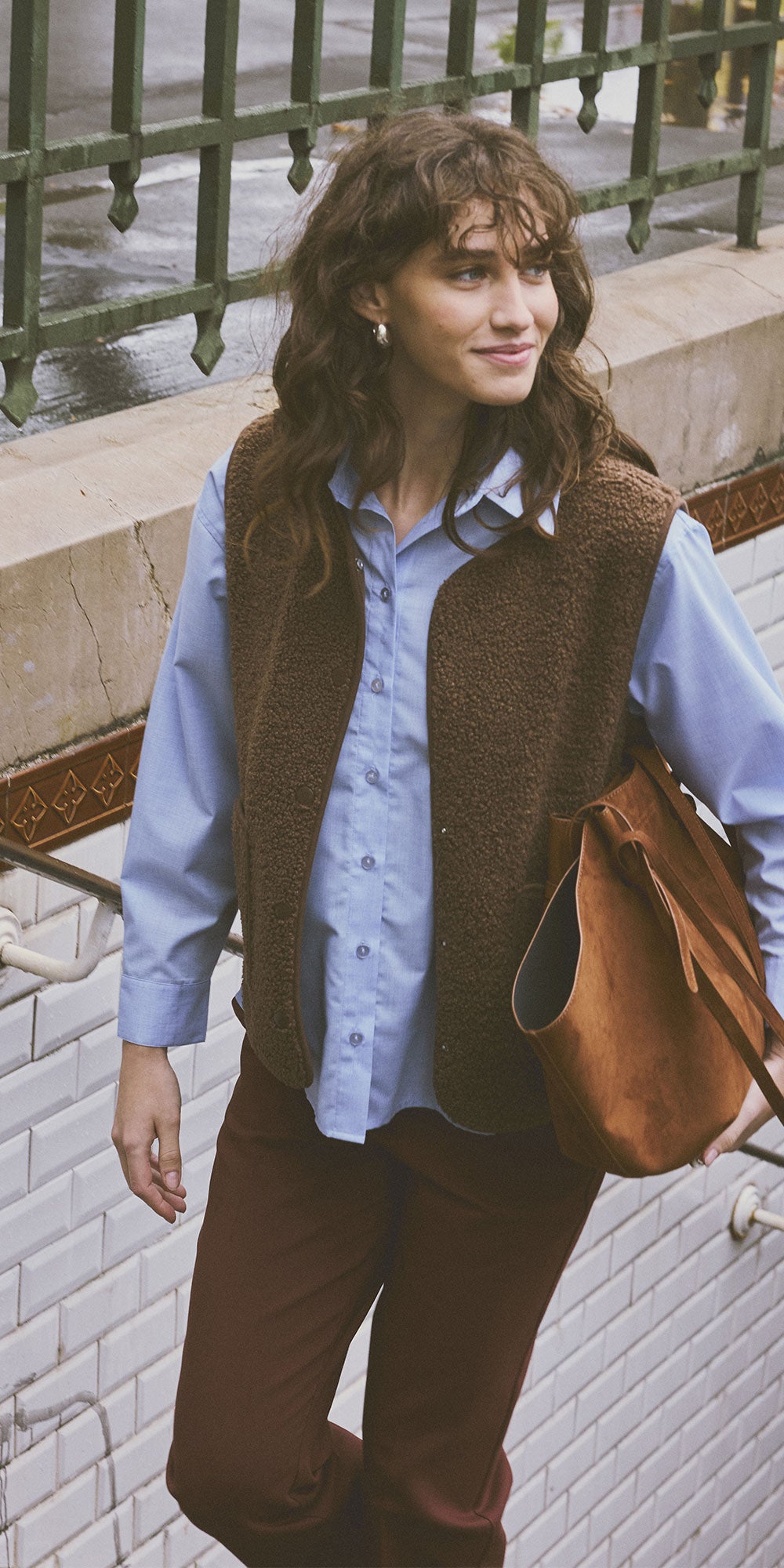 Fransa Teddy Vest, cocoa
