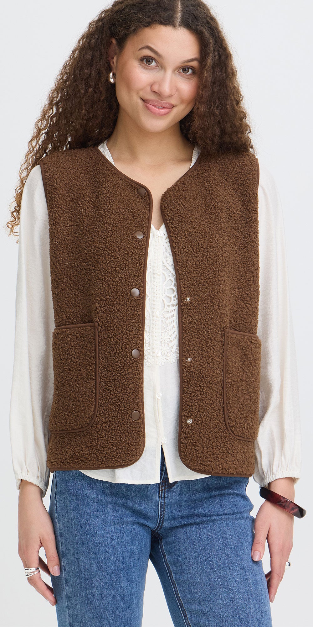 Fransa Teddy Vest, cocoa