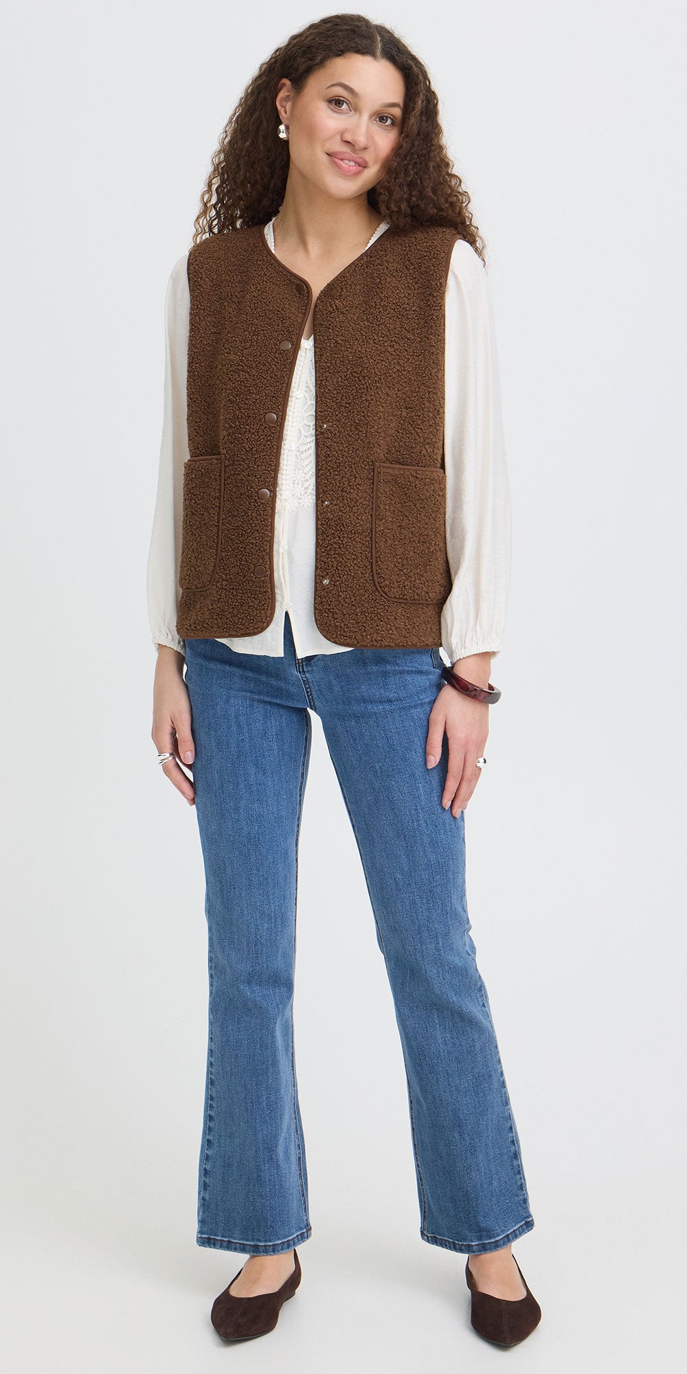 Fransa Teddy Vest, cocoa