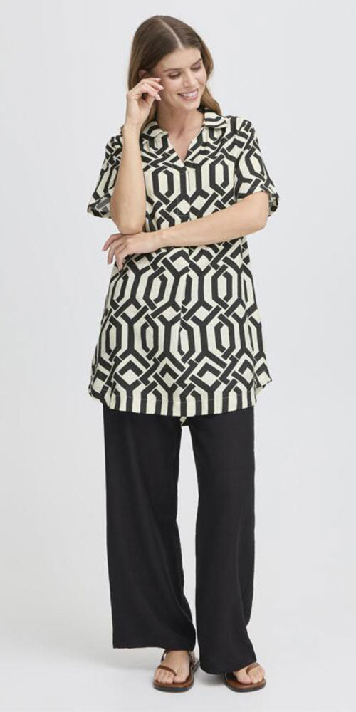 Fransa Trellis Print Tunic