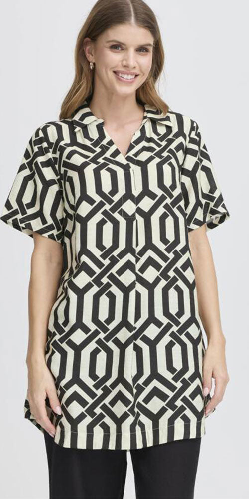 Fransa Trellis Print Tunic