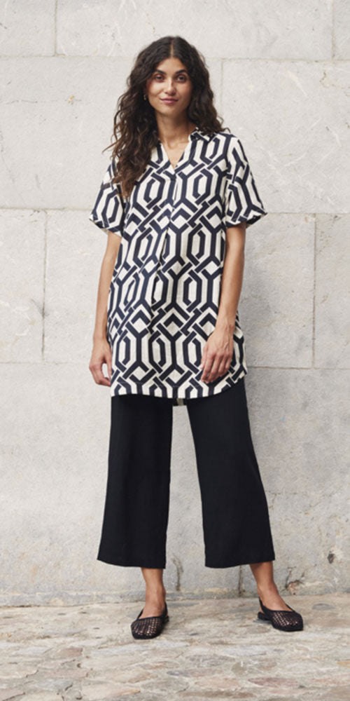Fransa Trellis Print Tunic