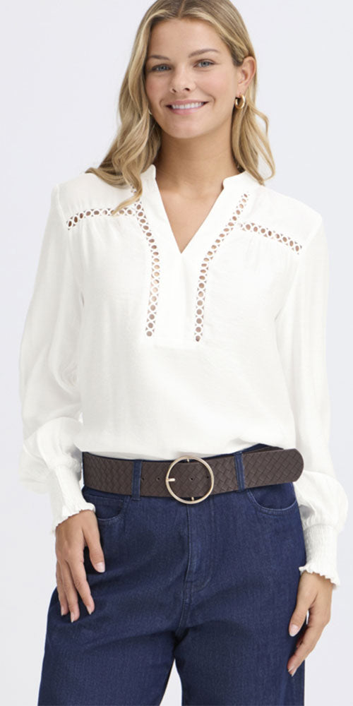 Fransa Tunic Style Blouse, white