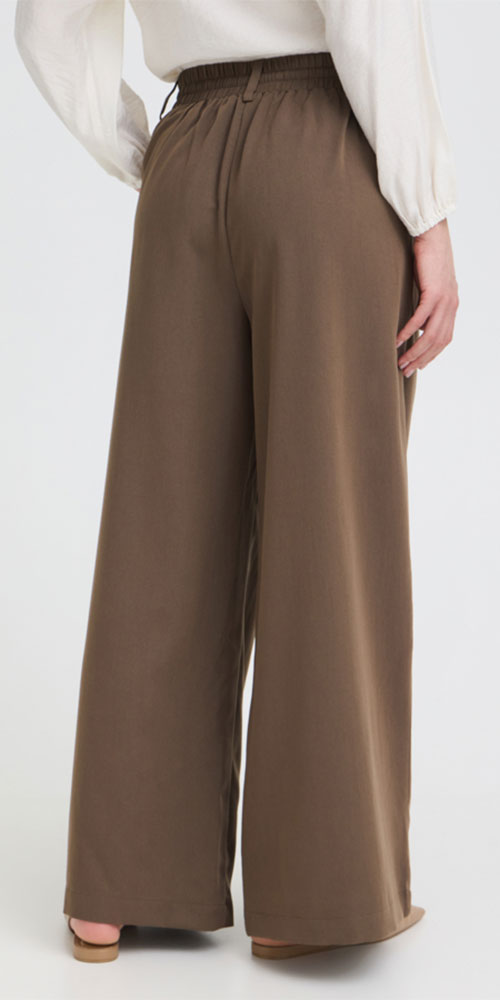 Fransa Pleated Wide Leg Trousers, mushroom