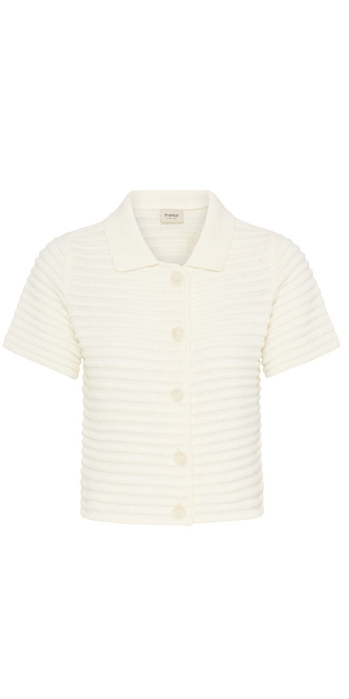 Fransa Wide Rib Polo Cardy, cream