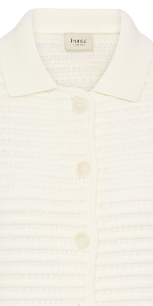 Fransa Wide Rib Polo Cardy, cream