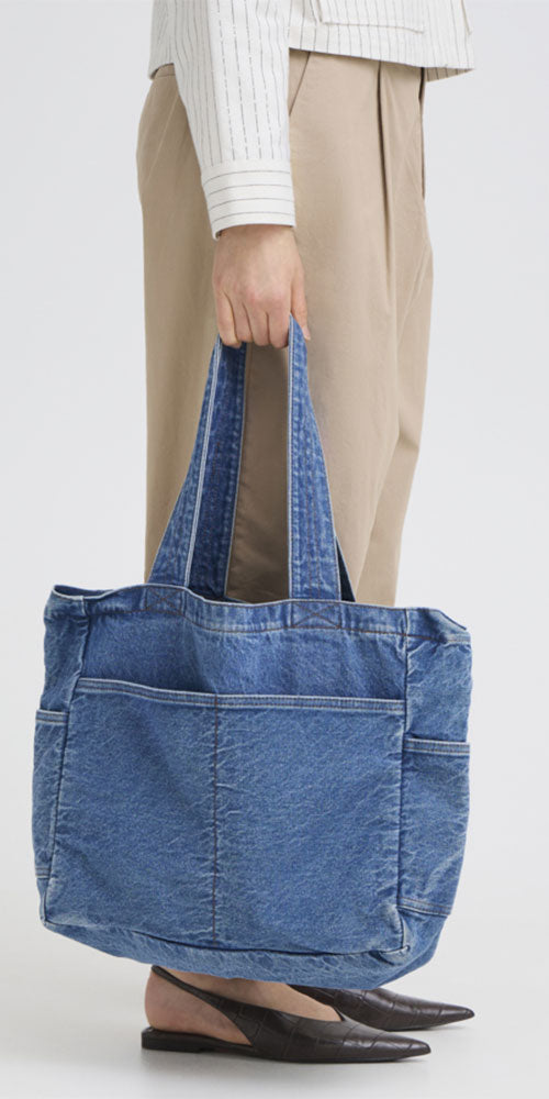 Fransa Zip Top Denim Tote