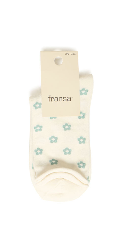Fransa Flower & Dot Socks, green