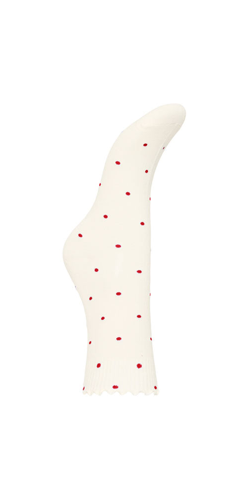 Fransa Flower & Dot Socks, red