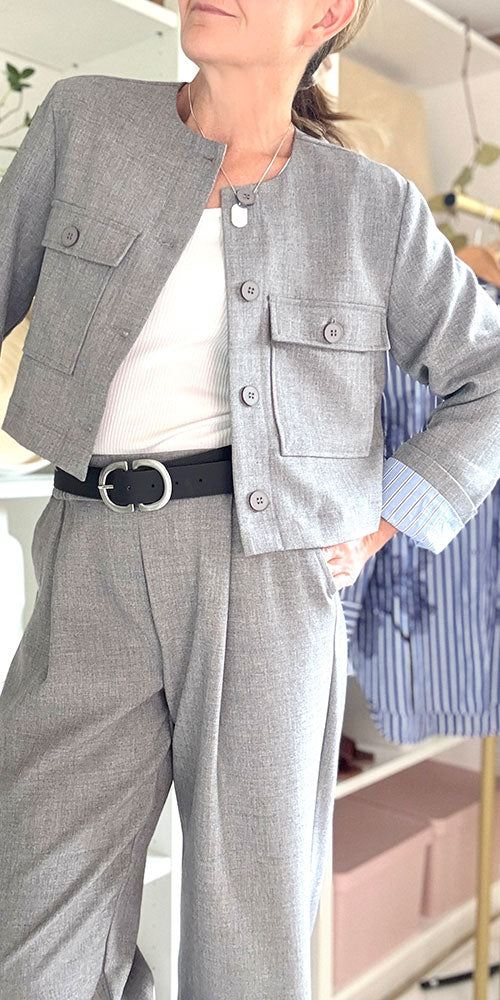 Fransa Minimalist Blazer, heathered grey