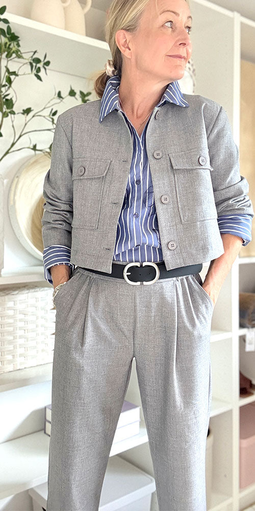 Fransa Minimalist Blazer, heathered grey