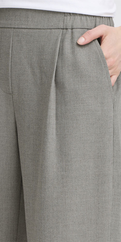 Fransa Pleat Front Straight Trousers, heathered grey