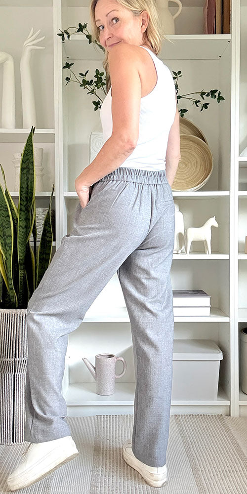 Fransa Pleat Front Straight Trousers, heathered grey
