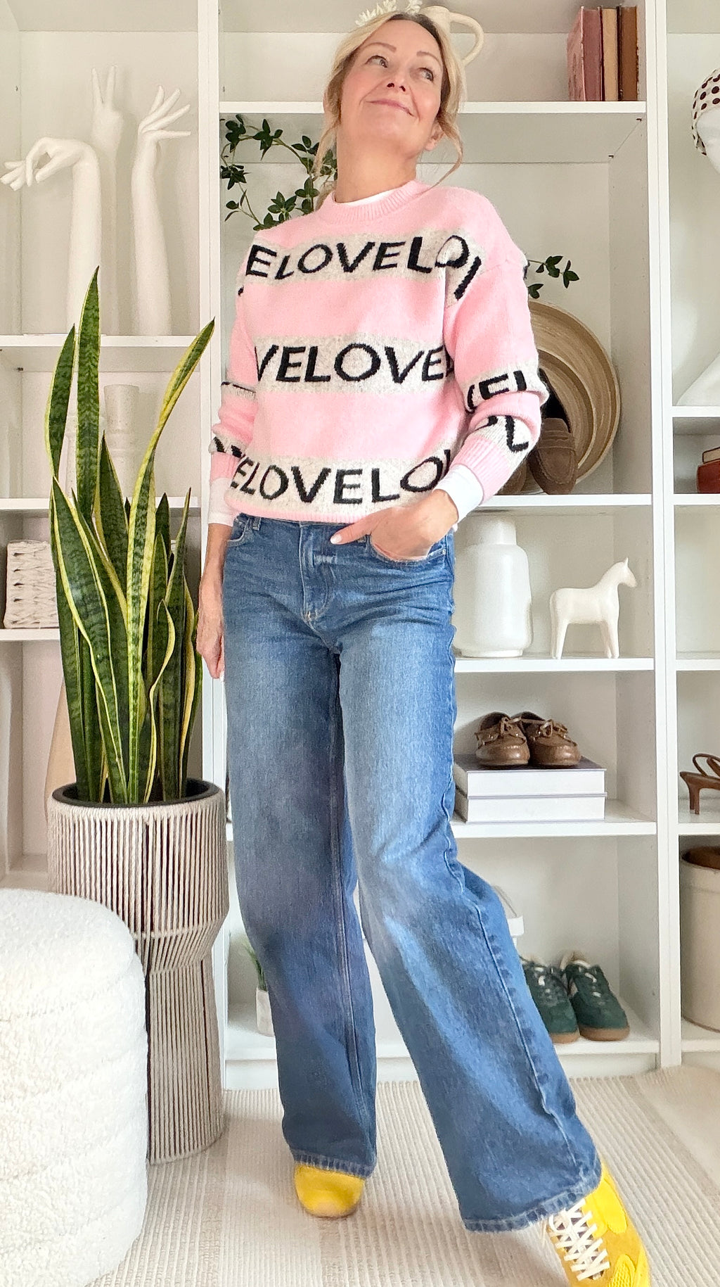 B.Young Love Stripe Sweater, pink