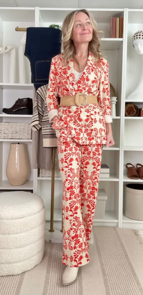 Ichi Swedish Print Ponte Blazer