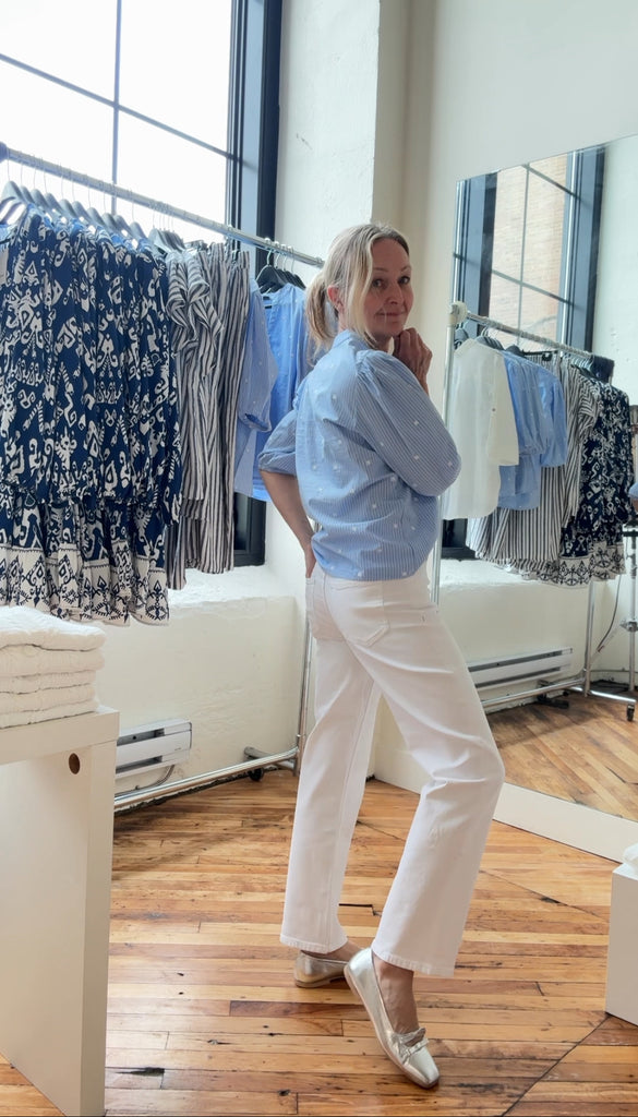B.Young Straight White Jeans