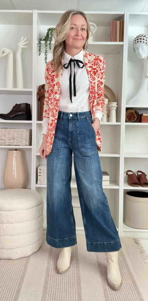 Ichi Swedish Print Ponte Blazer