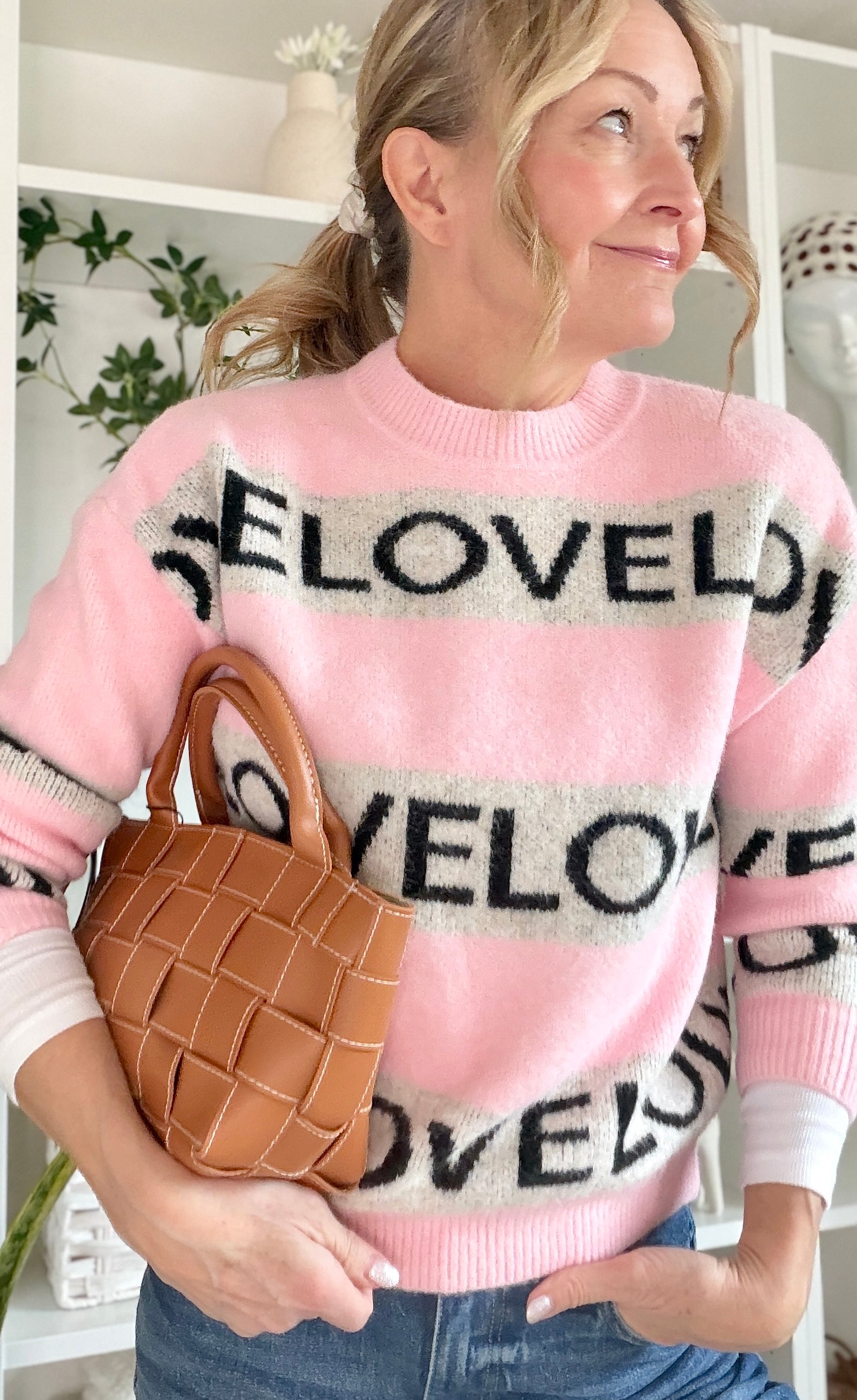 B.Young Love Stripe Sweater, pink