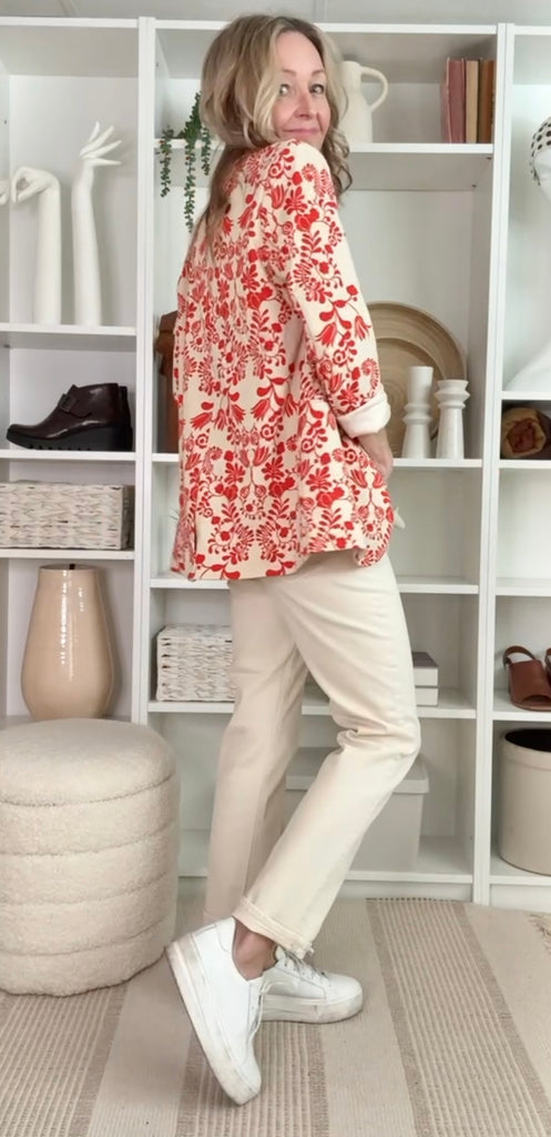 Ichi Swedish Print Ponte Blazer