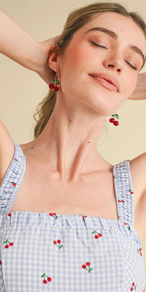 Gingham Smock Back Poplin Dress