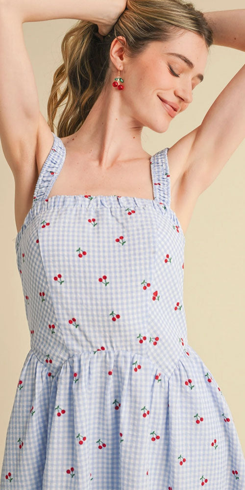 Gingham Smock Back Poplin Dress