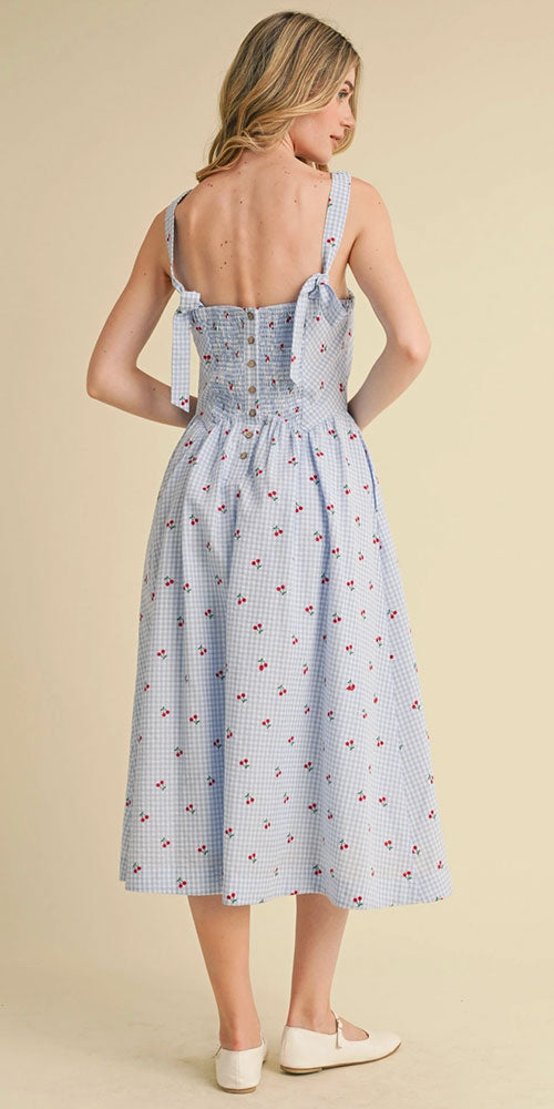 Gingham Smock Back Poplin Dress
