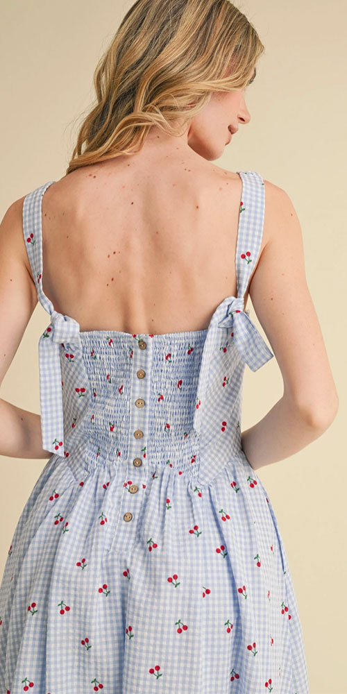 Gingham Smock Back Poplin Dress