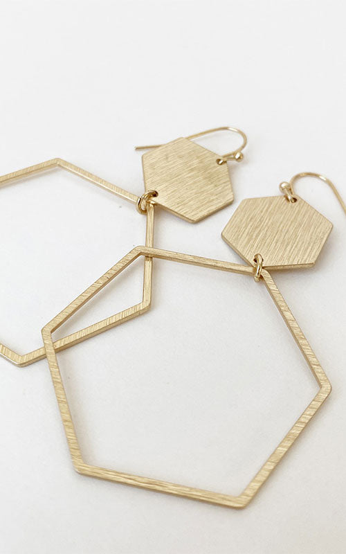 Gold Hex Earrings