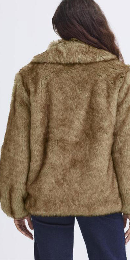 Ichi Faux Fur Jacket, caramel