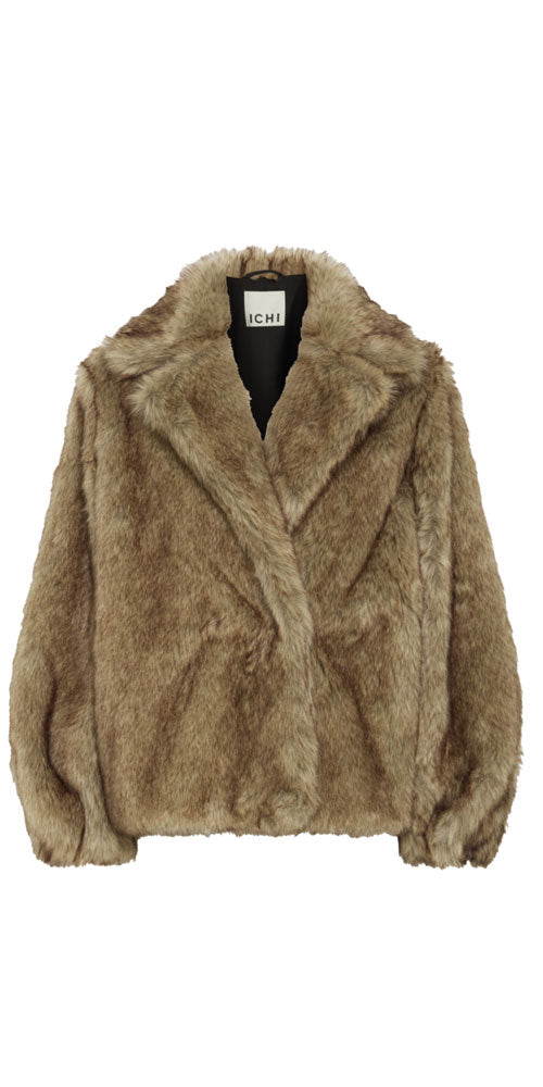 Ichi Faux Fur Jacket, caramel