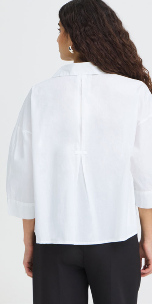 Ichi A-line Poplin Shirt, white
