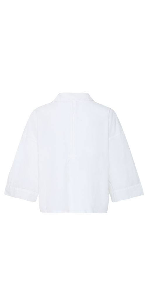 Ichi A-line Poplin Shirt, white