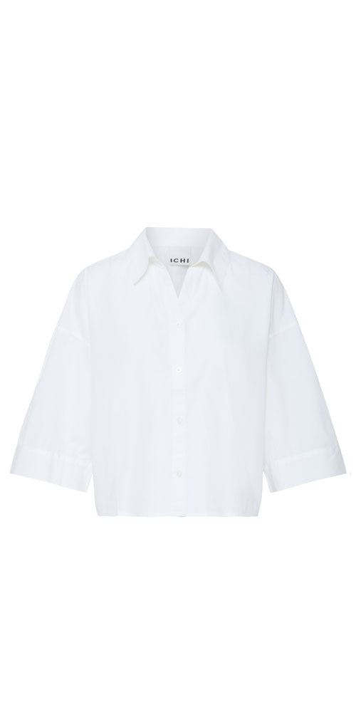 Ichi A-line Poplin Shirt, white