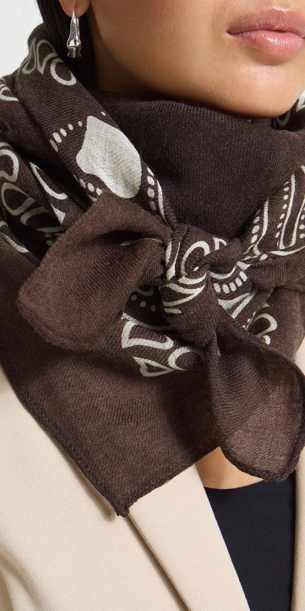 Ichi Large Bandana Scarf, brown