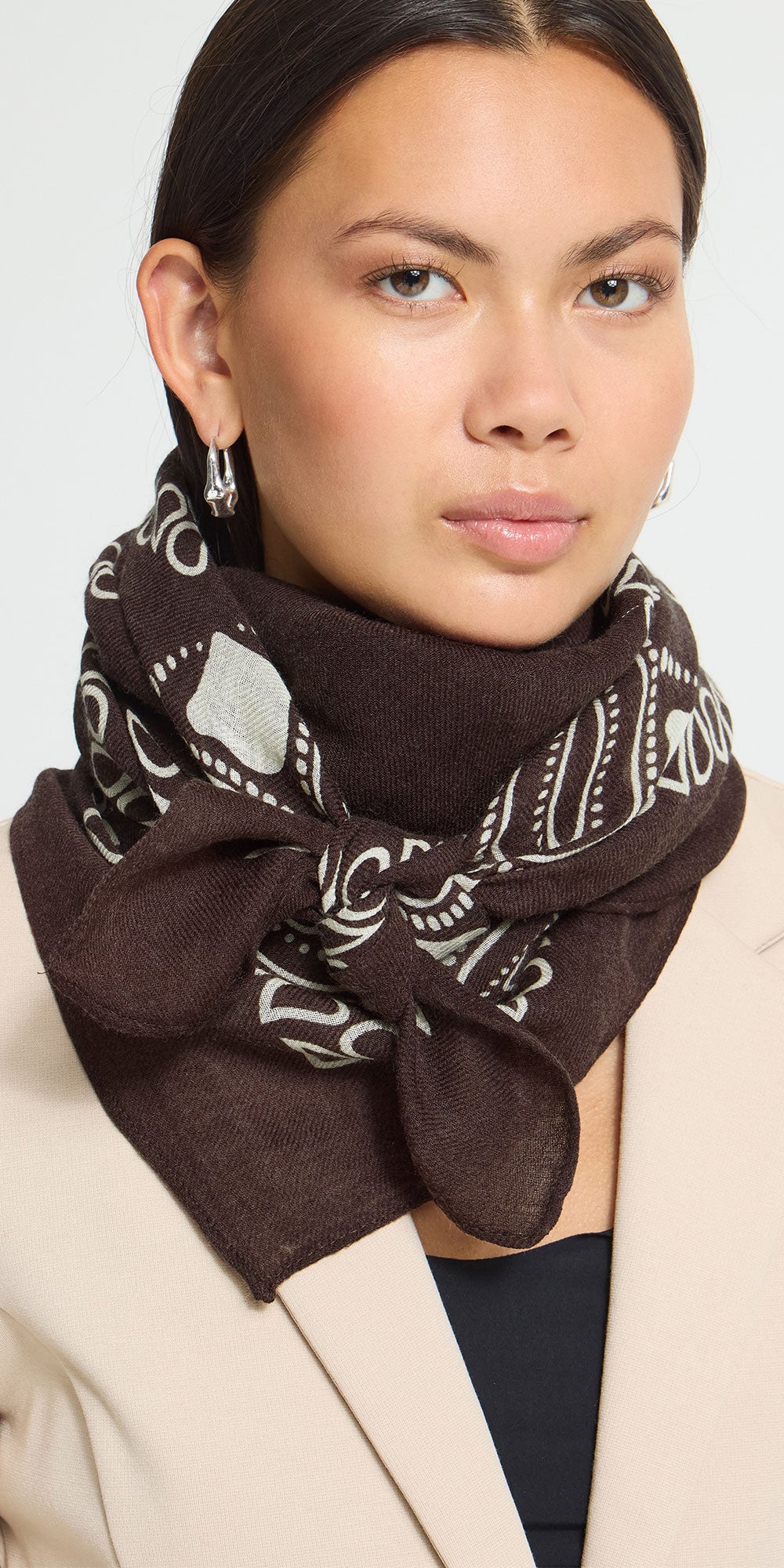 Ichi Large Bandana Scarf, brown