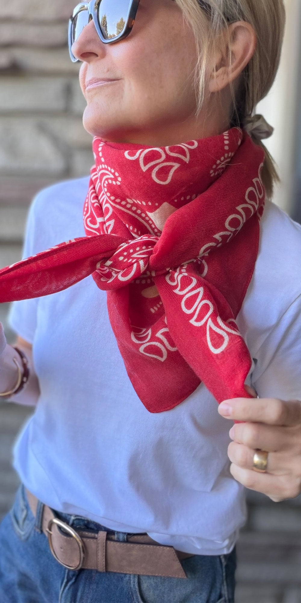 Ichi Large Bandana Scarf, red