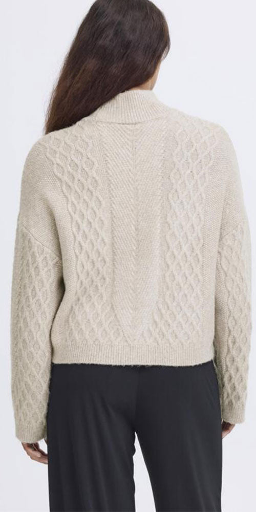 Ichi Cableknit Sweater, oatmeal