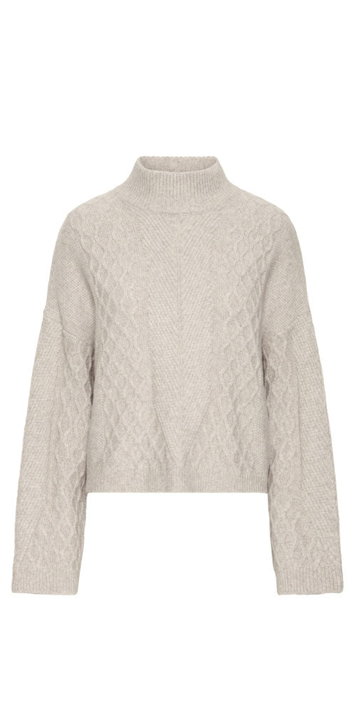 Ichi Cableknit Sweater, oatmeal