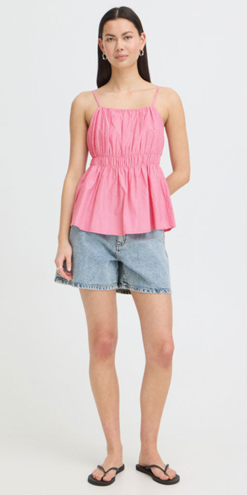 Ichi Seersucker Cami Blouse