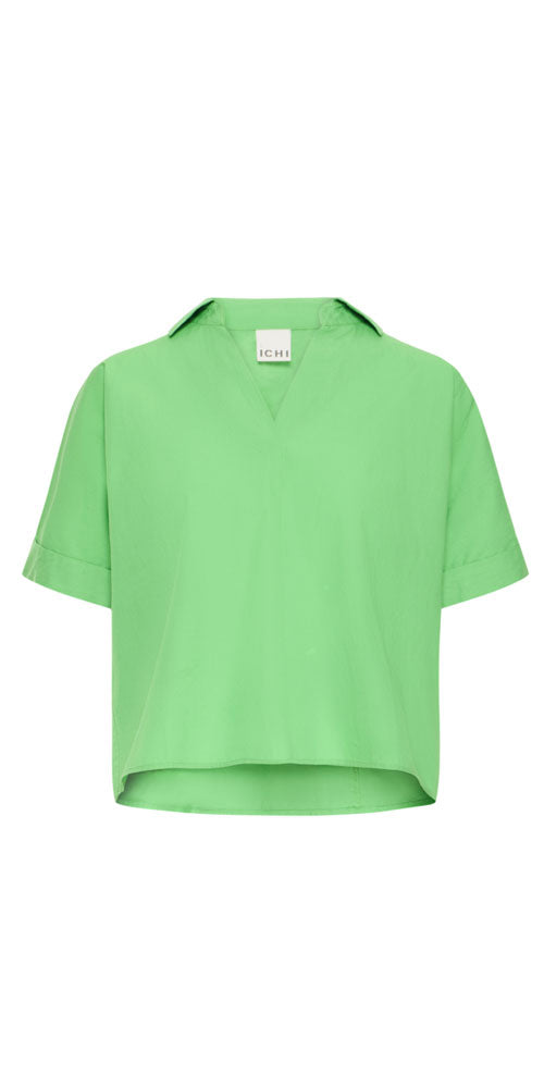 Ichi Cotton Collared Shirt, green