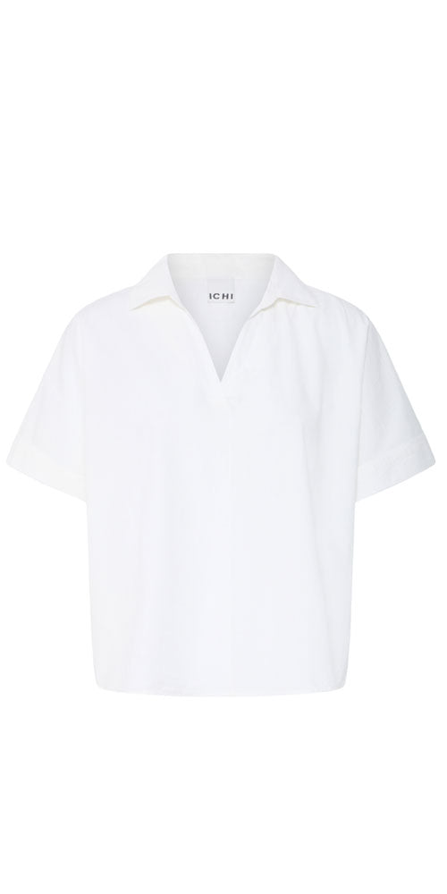 Ichi Cotton Collared Shirt, white