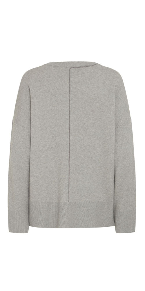 Ichi Smooth Knit Crew Neck Pullover, grey