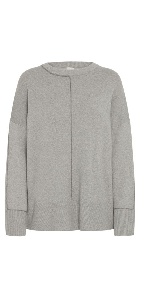 Ichi Smooth Knit Crew Neck Pullover, grey