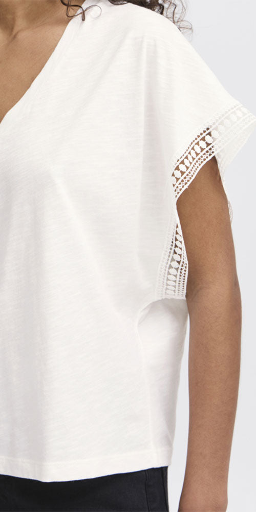 Ichi Crochet Trim V Tee
