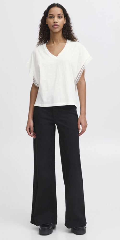 Ichi Crochet Trim V Tee