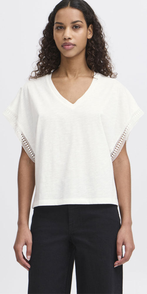 Ichi Crochet Trim V Tee
