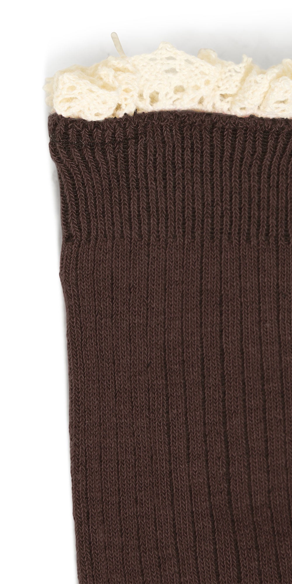 Ichi Crochet Trim Ruffle Socks, brown