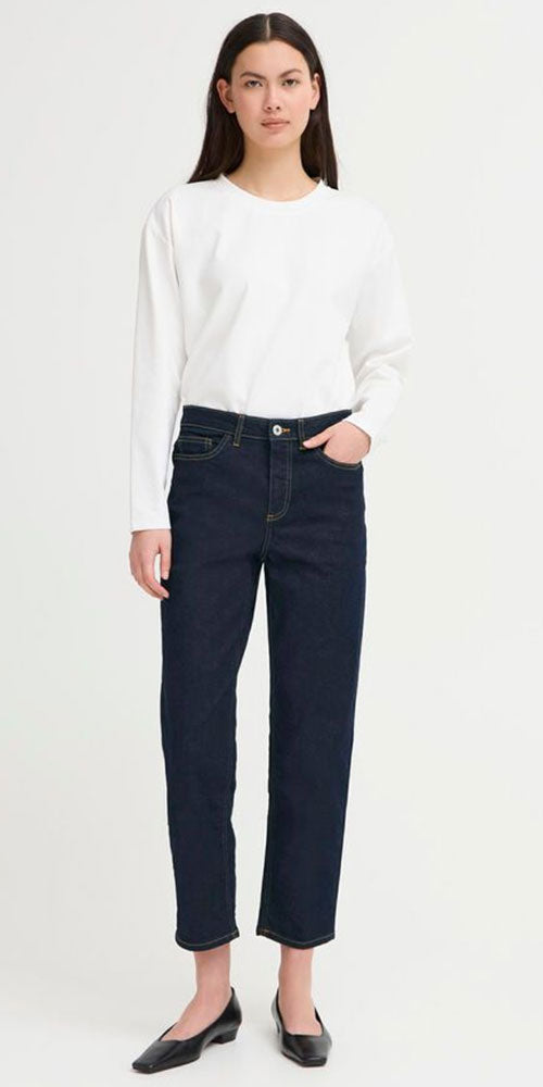 Ichi Cropped Slim Jeans, dark indigo