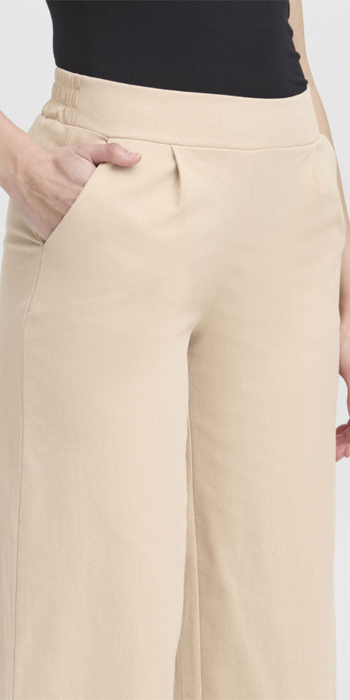 Ichi Denim Ponte Cropped Pants, tan