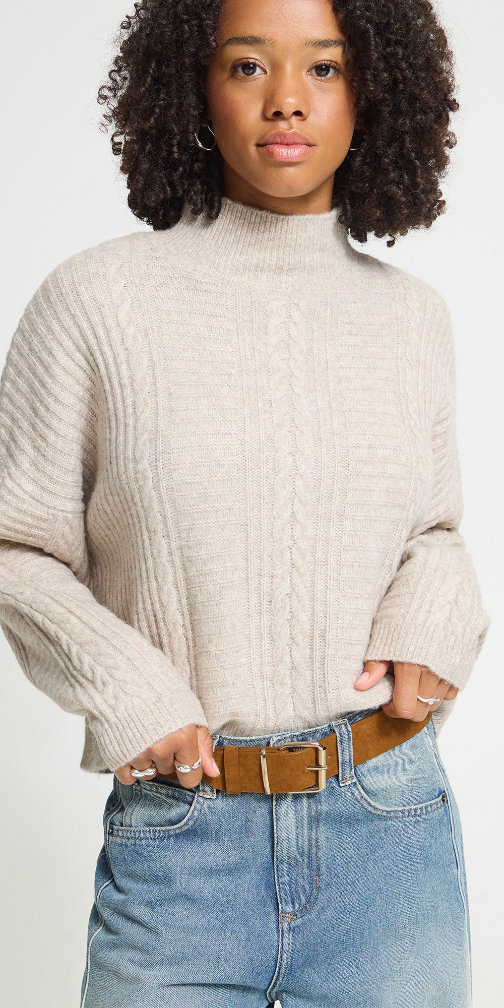 Ichi Faux Leather Belt, toasted coconut